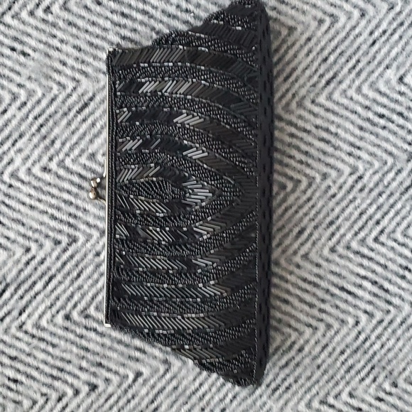 Vintage Black Beaded Purse – Art Deco 1920s Style Mini Evening Bag - Picture 4 of 10